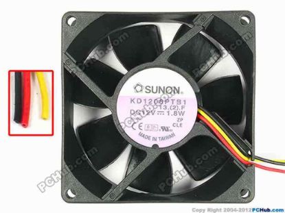 85759 SUNON KD1208PTB1 Server - Square Fan 13.(2).F, sq80x25, w95x3, 12V 1.8W SUNON KD1208PTB1 Server - Square Fan 
