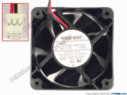 85790 NMB-MAT / Minebea 2410RL-04W-S19 Server - Square Fan C04, sq60x25, w150x3x3, 12V 0.07A NMB-MAT / Minebea 2410RL-04W-S19 Server - Square Fan 
