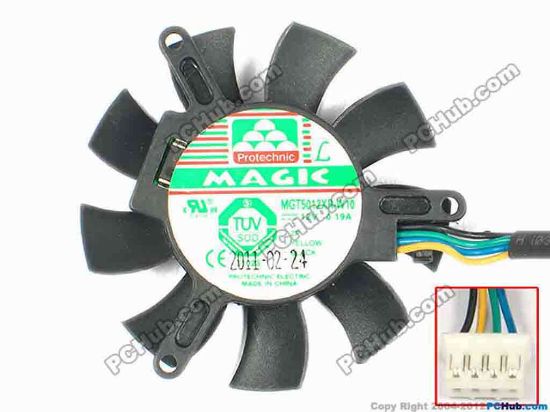 85979 Protechnic Magic MGT5012XR-W10 Server - Frameless / GPU Fan Dia45x10, w85x4x4, 12V 0.19A, Black Protechnic Magic MGT5012XR-W10 Server - Frameless / GPU Fan