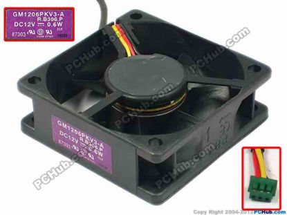 86279 SUNON GM1206PKV3-A Server - Square Fan R.B306.P, sq60x20, w130x3x3, 12V 0.6W SUNON GM1206PKV3-A Server - Square Fan 