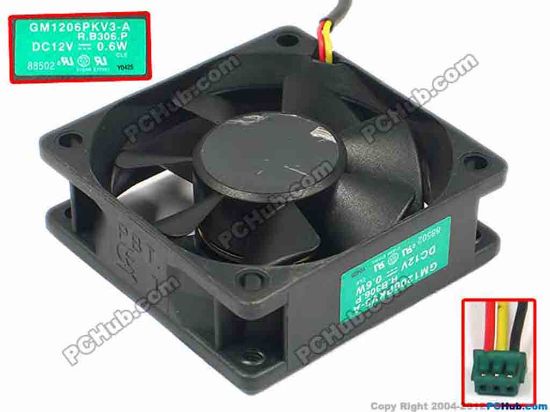 86280 SUNON GM1206PKV3-A Server - Square Fan R.B306.P, sq60x20, w175x3x3, 12V 0.6W SUNON GM1206PKV3-A Server - Square Fan 