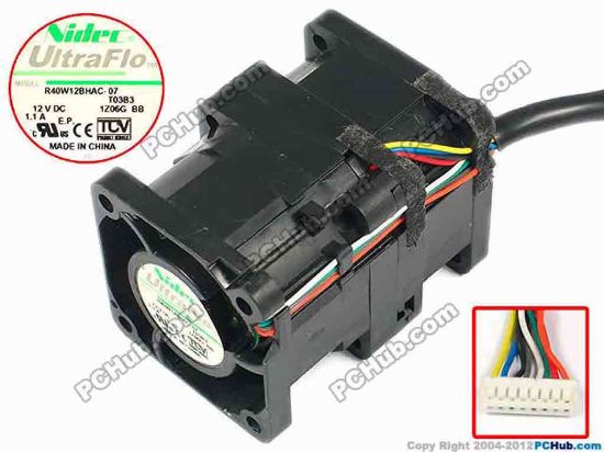 86370 Nidec R40W12BHAC-07  Server - Square Fan T03B3, sq40x40x56, w300x8x8, 12V 1.1A Nidec R40W12BHAC-07  Server - Square Fan 