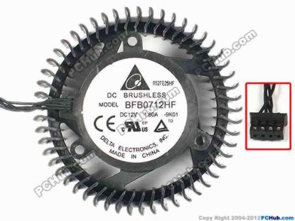 86418 Delta Electronics BFB0712HF Server - Round Fan -9K01, dia65x65x25, w65x4x4, 12V 1.80A Delta Electronics BFB0712HF Server - Round Fan 