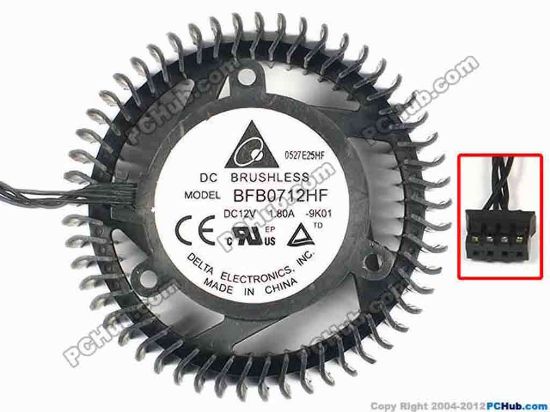 86418 Delta Electronics BFB0712HF Server - Round Fan -9K01, dia65x65x25, w65x4x4, 12V 1.80A Delta Electronics BFB0712HF Server - Round Fan 