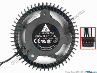86420 Delta Electronics BFB1012M Server - Round Fan -8K67, dia72x72x22, w90x4x4, 12V 0.66A Delta Electronics BFB1012M Server - Round Fan 