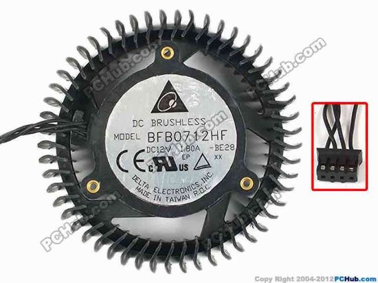 86425 Delta Electronics BFB0712HF Server - Round Fan -BE28, dia65x65x25, w70x4x4, 12V 1.80A Delta Electronics BFB0712HF Server - Round Fan 