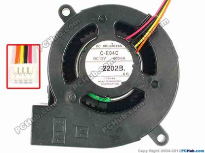 86444 Toshiba C-E04C Server - Blower Fan C-E04C, bw65x62x40, w100x4x4, 12V 400MA Toshiba C-E04C Server - Blower Fan 