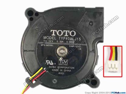 86474 TOTO TYF400LJ15 Server - Blower Fan D06F-12BS1, 11B, bw60x60x25, w75x3x3, 12V 0.33A TOTO TYF400LJ15 Server - Blower Fan 