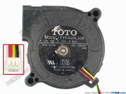86481 TOTO TYF450LJ08  Server - Blower Fan D06F-12B3S1, 09B, bw60x60x25, w175x3x3, 12V 0.33A TOTO TYF450LJ08  Server - Blower Fan 