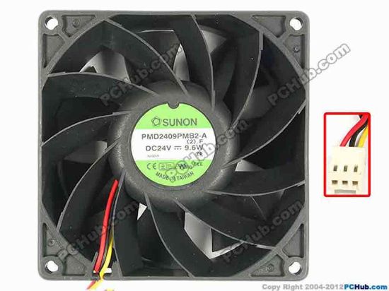 86536 SUNON PMD2409PMB2-A Server - Square Fan (2).F, sq92x38, w80x3x3, 24V 9.6W SUNON PMD2409PMB2-A Server - Square Fan 