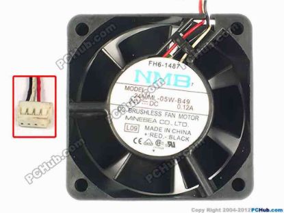 86766 NMB-MAT / Minebea 2410ML-05W-B49 Server - Square Fan L09, sq60x25, w55x3x4, 24V 0.12A NMB-MAT / Minebea 2410ML-05W-B49 Server - Square Fan 