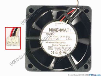 86771 NMB-MAT / Minebea 2410ML-05W-B69 Server - Square Fan sq60x25, w80x3x3, 24V 0.17A NMB-MAT / Minebea 2410ML-05W-B69 Server - Square Fan 