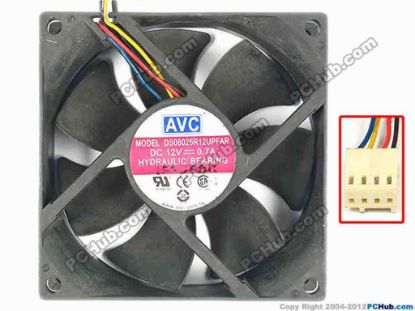86779 AVC DS08025R12UPFAR Server - Square Fan sq80x25, w160x4x4, 12V 0.7A AVC DS08025R12UPFAR Server - Square Fan 