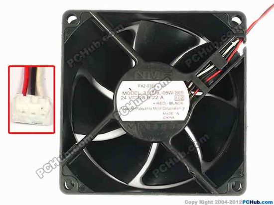 86782 NMB-MAT / Minebea 3110RL-05W-B69 Server - Square Fan F02, sq80x25, w50x3x3, 24V 0.22A NMB-MAT / Minebea 3110RL-05W-B69 Server - Square Fan 