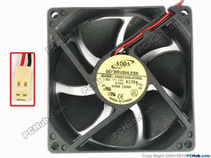 86790 ADDA AD0912HS-A70GL Server - Square Fan TC, sq92x25, w45x2x2, 12V 0.25A ADDA AD0912HS-A70GL Server - Square Fan 