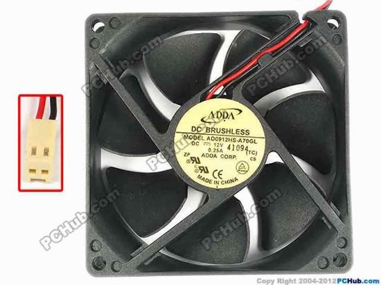 86790 ADDA AD0912HS-A70GL Server - Square Fan TC, sq92x25, w45x2x2, 12V 0.25A ADDA AD0912HS-A70GL Server - Square Fan 