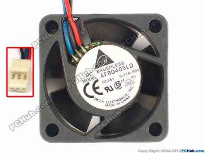 86791 Delta Electronics AFB0405LD Server - Square Fan -R00, sq40x40x20, w70x3x3, 12V 0.21A Delta Electronics AFB0405LD Server - Square Fan 