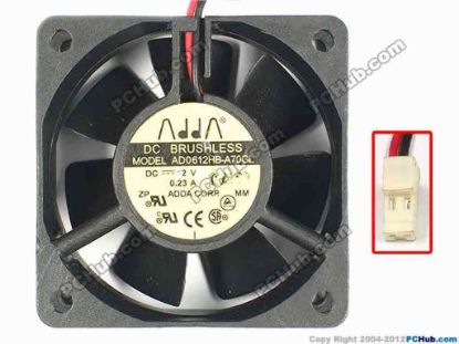 86801 ADDA AD0612HB-A70GL Server - Square Fan sq60x60x25, w150x2x2, 12V 0.23A ADDA AD0612HB-A70GL Server - Square Fan 