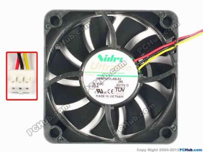 86806 Nidec U60R12MLAB-53 Server - Square Fan J99, sq60x60x15, w50x3x3, 12V 0.05A Nidec U60R12MLAB-53 Server - Square Fan 