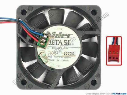 86810 Nidec D06R-12TL Server - Square Fan 42B, sq60x60x15, w205x3x3, 12V 0.11A Nidec D06R-12TL Server - Square Fan 