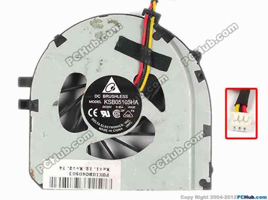 86891 Delta Electronics KSB05105HA Cooling Fan  -9K32, w25x3x3, 5V 0.35A, Bare fan Delta Electronics KSB05105HA Cooling Fan  <span id="ctl00_ContentPlaceHolder1_ItemDesc1_lblItemDescription" class="span11"><strong>Compatible</strong> with DP/N: 08679G, 0160M8, 0J6KH0, 8679G, 160M8, J6KH0</span> 