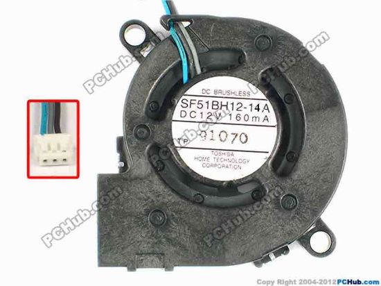 86916 Toshiba SF51BH12-14A Server - Blower Fan bw50x50x20, w60x3x3, 12V 160MA Toshiba SF51BH12-14A Server - Blower Fan