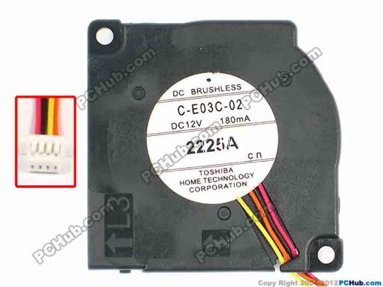 86925 Toshiba C-E03C-02 Server - Blower Fan bw45x45x10, w65x3x3, 12V 180MA Toshiba C-E03C-02 Server - Blower Fan 