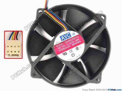 86946 AVC DA09025R12U Server - Round Fan -044, dia95x95x25, w195x4x4, 12V 0.7A AVC DA09025R12U Server - Round Fan 
