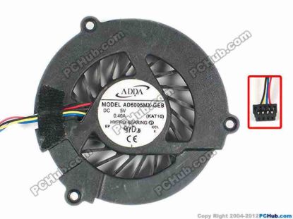 86948 ADDA AD6005MX-GEB Cooling Fan  KAT10, w110x4x4, 5V 0.40A, Bare fan ADDA AD6005MX-GEB Cooling Fan  