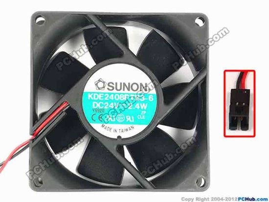86966 SUNON KDE2408PTB3-6 Server - Square Fan sq80x80x25, w80x2x2, 24V 2.4W SUNON KDE2408PTB3-6 Server - Square Fan 