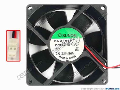 86971 SUNON KD2408PTB1 Server - Square Fan 13.(2).A.GN, sq80x80x25, w75x2x2, 24V 1.7W SUNON KD2408PTB1 Server - Square Fan 