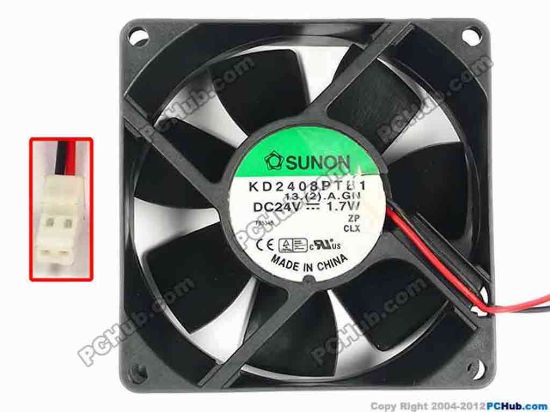 86971 SUNON KD2408PTB1 Server - Square Fan 13.(2).A.GN, sq80x80x25, w75x2x2, 24V 1.7W SUNON KD2408PTB1 Server - Square Fan 