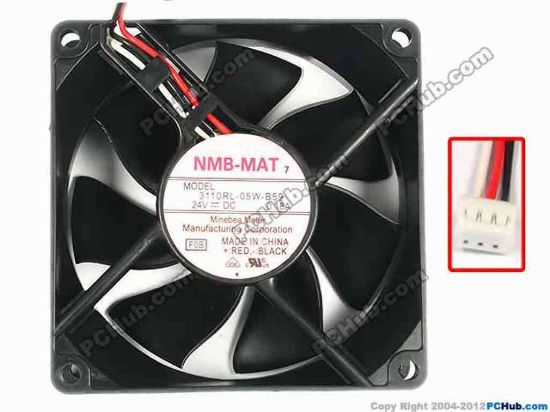 87055 NMB-MAT / Minebea  3110RL-05W-B59 Server - Square Fan F0B, sq80x80x25, w70x3x3, 24V 0.18A NMB-MAT / Minebea  3110RL-05W-B59 Server - Square Fan 