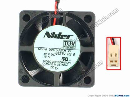 87093 Nidec D04R-12TH Server - Square Fan 27, sq40x40x13, w170x2x2, 12V 0.15A Nidec D04R-12TH Server - Square Fan 