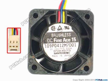 87106 Sanyo Denki 109P0412M7D01 Server - Square Fan sq40x40x15, w145x3x3, 12V 0.095A Sanyo Denki 109P0412M7D01 Server - Square Fan 