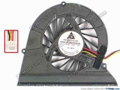87154 Delta Electronics KSB0505HA Cooling Fan  -9J67, w50x3x3, 5V 0.38A, Bare fan Delta Electronics KSB0505HA Cooling Fan  