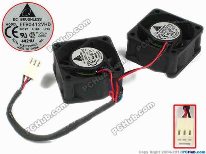 87170 Delta Electronics EFB0412VHD Server - Square Fan -F00, sq40x20, w145x5x3, Dual fan Delta Electronics EFB0412VHD Server - Square Fan 