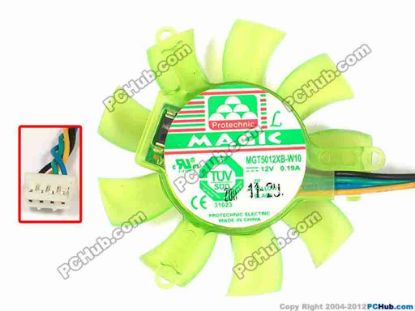 87202 Protechnic Magic MGT5012XB-W10 Server - Frameless / GPU Fan 12V 0.19A, W90x4x4, D45x10mm, Trans. yellow Protechnic Magic MGT5012XB-W10 Server - Frameless / GPU Fan 