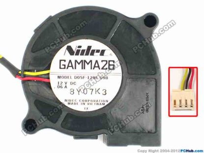 87227 Nidec GAMMA26 Server - Blower Fan D05F-12BL, 09B, bw50x50x25, w298x3x4, 12V 0.06A Nidec GAMMA26 Server - Blower Fan 