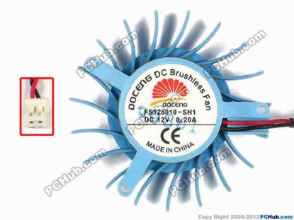 87234 DOCENG FS125010-SH1 Server - Frameless / GPU Fan FS125010-SH1, dia52x52x11, w90x2x2, 12V 0.20A DOCENG FS125010-SH1 Server - Frameless / GPU Fan 