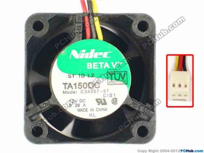 87240 Nidec C34957-57 Server - Square Fan CISI, sq40x40x28, w73x3x3, 12V 0.29A Nidec C34957-57 Server - Square Fan 