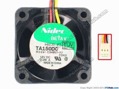 87245 Nidec C34957-57 Server - Square Fan FDK2, sq40x40x28, w80x3x3, 12V 0.29A Nidec C34957-57 Server - Square Fan 