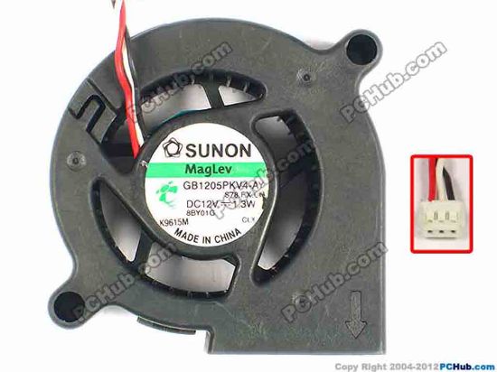 87390 SUNON GB1205PKV4-AY Server - Blower Fan S78.F.X.GN, bw50x20, w130x3x3, 12V 1.3W SUNON GB1205PKV4-AY Server - Blower Fan 