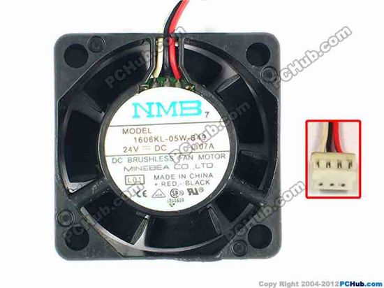 87406 NMB-MAT / Minebea 1606KL-05W-B49 Server - Square Fan L01, sq40x15, w100x3x3, 24V 0.07A NMB-MAT / Minebea 1606KL-05W-B49 Server - Square Fan 