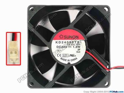 87407 SUNON KD2408PTB1 Server - Square Fan 13.(2).GN, sq80x25, 155x2x2, 24V 1.8W SUNON KD2408PTB1 Server - Square Fan 