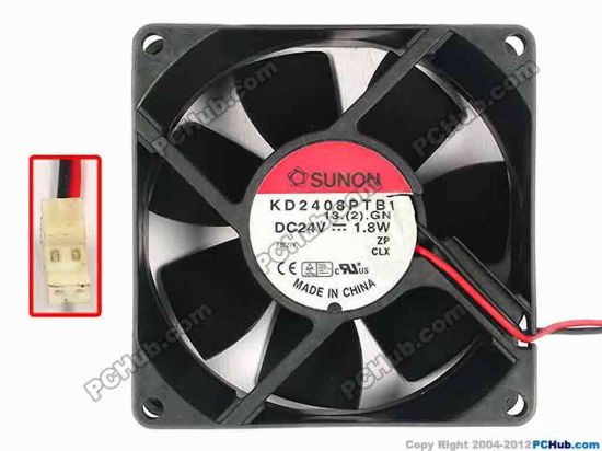 87407 SUNON KD2408PTB1 Server - Square Fan 13.(2).GN, sq80x25, 155x2x2, 24V 1.8W SUNON KD2408PTB1 Server - Square Fan 