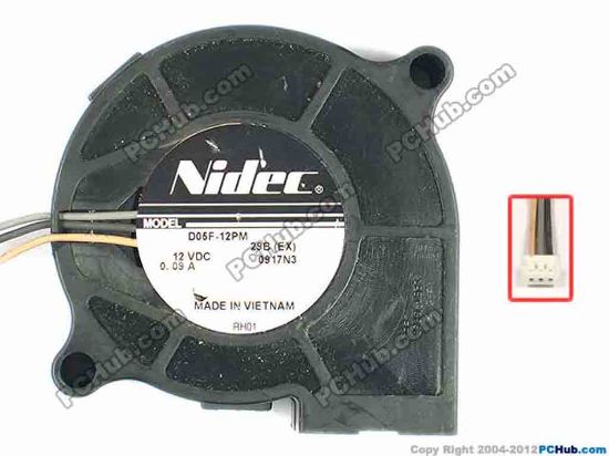 87453 Nidec D05F-12PM 29B Server - Blower Fan 29B EX, bw51x15, w200x3x3, 12V 0.09A Nidec D05F-12PM 29B Server - Blower Fan 