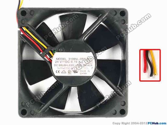87525 NMB-MAT / Minebea 3108NL-05W-B57 Server - Square Fan T01, 80x20, 3-wire, 24V 0.19A NMB-MAT / Minebea 3108NL-05W-B57 Server - Square Fan