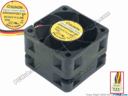 87596 SUNON GM2404PQB1-8A Server - Square Fan F, F.C360, sq40x40x28, w120x3x3, 24V 2.9W SUNON GM2404PQB1-8A Server - Square Fan 