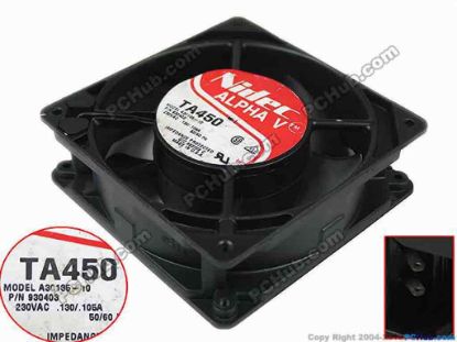 87604 Nidec A30135-10 Server - Square Fan TA450, sq120x120x38, 230V 28W Nidec A30135-10 Server - Square Fan 